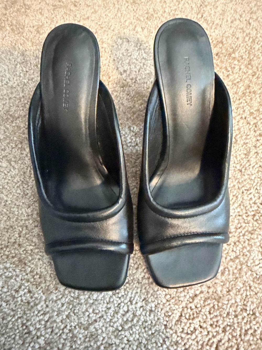 Rachel Comey Black Leather Square-Toe Block heel